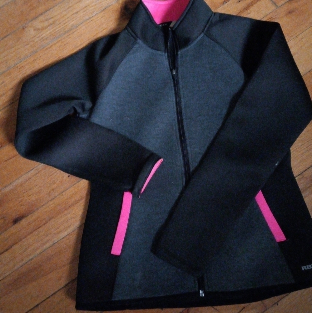 Reebok RBX Womens Athletic Jacket Size M Black Pink Full Zip Mock Neck C…